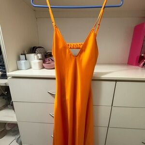 Brand New Zara Elegant Orange Satin Dress